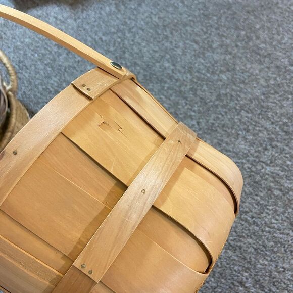 Set 3 Wooden Bamboo Basket With
 Handle - Picture 16 of 16